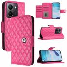For vivo Y27 5G / Y27s Rhombic Texture Flip Leather Phone Case with Lanyard(Rose Red) - 1