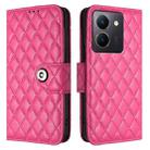 For vivo Y27 5G / Y27s Rhombic Texture Flip Leather Phone Case with Lanyard(Rose Red) - 2