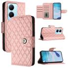 For vivo Y78+ / Y78 / V29 Lite Rhombic Texture Flip Leather Phone Case with Lanyard(Coral Pink) - 1