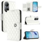 For vivo Y100 5G Global Rhombic Texture Flip Leather Phone Case with Lanyard(White) - 1