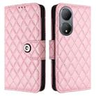 For vivo Y100 5G Global Rhombic Texture Flip Leather Phone Case with Lanyard(Pink) - 2