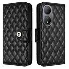 For vivo Y100 5G Global Rhombic Texture Flip Leather Phone Case with Lanyard(Black) - 2