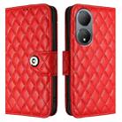 For vivo Y100 5G Global Rhombic Texture Flip Leather Phone Case with Lanyard(Red) - 2