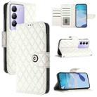 For vivo Y200e / Y100 IDN Rhombic Texture Flip Leather Phone Case with Lanyard(White) - 1