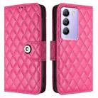 For vivo Y200e / Y100 IDN Rhombic Texture Flip Leather Phone Case with Lanyard(Rose Red) - 2