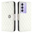 For vivo T3 5G IDN / V40 SE Rhombic Texture Flip Leather Phone Case with Lanyard(White) - 2