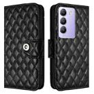 For vivo T3 5G IDN / V40 SE Rhombic Texture Flip Leather Phone Case with Lanyard(Black) - 2