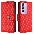 For vivo T3 5G IDN / V40 SE Rhombic Texture Flip Leather Phone Case with Lanyard(Red) - 2