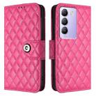 For vivo T3 5G IDN / V40 SE Rhombic Texture Flip Leather Phone Case with Lanyard(Rose Red) - 2