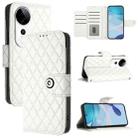 For vivo S19 Pro Rhombic Texture Flip Leather Phone Case with Lanyard(White) - 1