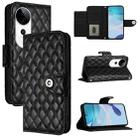 For vivo S19 Pro Rhombic Texture Flip Leather Phone Case with Lanyard(Black) - 1