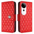 For vivo S19 Pro Rhombic Texture Flip Leather Phone Case with Lanyard(Red) - 2