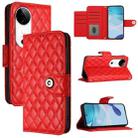 For vivo S19 Rhombic Texture Flip Leather Phone Case with Lanyard(Red) - 1