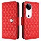 For vivo S19 Rhombic Texture Flip Leather Phone Case with Lanyard(Red) - 2