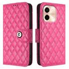 For vivo Y28 4G Rhombic Texture Flip Leather Phone Case with Lanyard(Rose Red) - 2