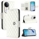 For vivo S20 5G Rhombic Texture Flip Leather Phone Case with Lanyard(White) - 1