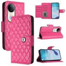 For vivo S20 5G Rhombic Texture Flip Leather Phone Case with Lanyard(Rose Red) - 1