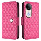 For vivo S20 5G Rhombic Texture Flip Leather Phone Case with Lanyard(Rose Red) - 2