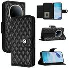 For vivo Y300 5G Rhombic Texture Flip Leather Phone Case with Lanyard(Black) - 1