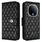 For vivo Y300 5G Rhombic Texture Flip Leather Phone Case with Lanyard(Black) - 2