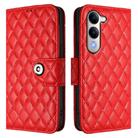 For vivo Y29S 5G / Y04 4G Global Rhombic Texture Flip Leather Phone Case with Lanyard(Red) - 2