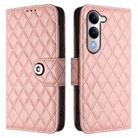 For vivo Y29S 5G / Y04 4G Global Rhombic Texture Flip Leather Phone Case with Lanyard(Coral Pink) - 2