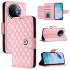 For vivo Y39 5G Global Rhombic Texture Flip Leather Phone Case with Lanyard(Pink) - 1
