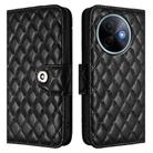 For vivo Y39 5G Global Rhombic Texture Flip Leather Phone Case with Lanyard(Black) - 2
