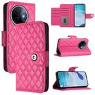 For vivo Y39 5G Global Rhombic Texture Flip Leather Phone Case with Lanyard(Rose Red) - 1
