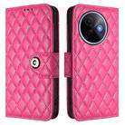 For vivo Y39 5G Global Rhombic Texture Flip Leather Phone Case with Lanyard(Rose Red) - 2