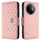 For vivo Y39 5G Global Rhombic Texture Flip Leather Phone Case with Lanyard(Coral Pink) - 2