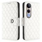 For vivo V50 Lite 5G Rhombic Texture Flip Leather Phone Case with Lanyard(White) - 2
