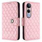 For vivo V50 Lite 5G Rhombic Texture Flip Leather Phone Case with Lanyard(Pink) - 2