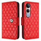 For vivo V50 Lite 5G Rhombic Texture Flip Leather Phone Case with Lanyard(Red) - 2