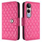 For vivo V50 Lite 5G Rhombic Texture Flip Leather Phone Case with Lanyard(Rose Red) - 2
