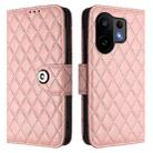 For vivo S30 Rhombic Texture Flip Leather Phone Case with Lanyard(Coral Pink) - 2