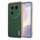 For OPPO Find X6 AZNS Electroplated Frame Crocodile Texture Full Coverage Phone Case(Green) - 1