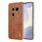 For OPPO Find X6 Pro AZNS Electroplated Frame Crocodile Texture Full Coverage Phone Case(Brown) - 1