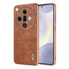 For OPPO Find X7 AZNS Electroplated Frame Crocodile Texture Full Coverage Phone Case(Brown) - 1