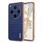 For OPPO Find X8 Ultra AZNS Electroplated Frame Crocodile Texture Full Coverage Phone Case(Blue) - 1
