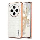For OPPO Find X8s+ AZNS Electroplated Frame Crocodile Texture Full Coverage Phone Case(White) - 1
