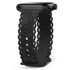 For Apple Watch SE 2023 44mm Lace Sunflower Embossed Silicone Watch Band(Black) - 1