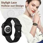 For Apple Watch SE 2023 44mm Lace Sunflower Embossed Silicone Watch Band(Black) - 3