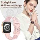 For Apple Watch SE 2023 44mm Lace Sunflower Embossed Silicone Watch Band(Pink) - 3