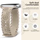 For Apple Watch SE 2023 44mm Lace Sunflower Embossed Silicone Watch Band(Milk Tea) - 2