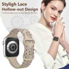 For Apple Watch SE 2023 44mm Lace Sunflower Embossed Silicone Watch Band(Milk Tea) - 3