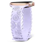 For Apple Watch SE 2023 44mm Lace Sunflower Embossed Silicone Watch Band(Lavender Purple) - 1