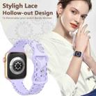 For Apple Watch SE 2023 44mm Lace Sunflower Embossed Silicone Watch Band(Lavender Purple) - 3