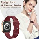 For Apple Watch SE 2023 44mm Lace Sunflower Embossed Silicone Watch Band(Wine Red) - 3