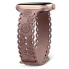 For Apple Watch SE 2023 44mm Lace Sunflower Embossed Silicone Watch Band(Smoky Purple) - 1